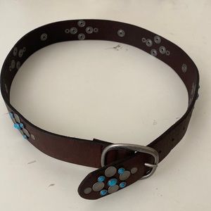 Abercrombie & Fitch Brown Belt with Blue and Silver Details
